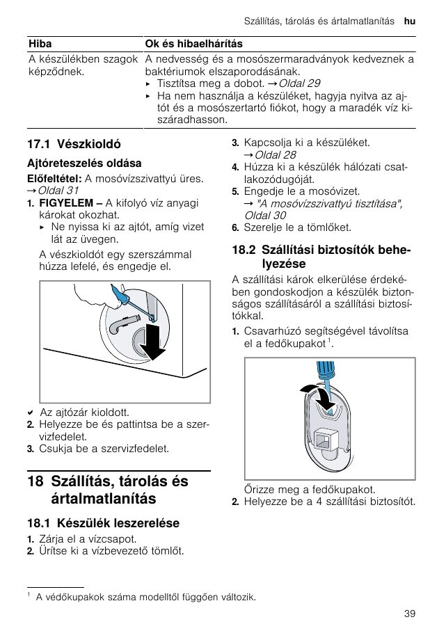 A(z) Bosch WAN28170BY eredeti dokumentumának 39. oldala