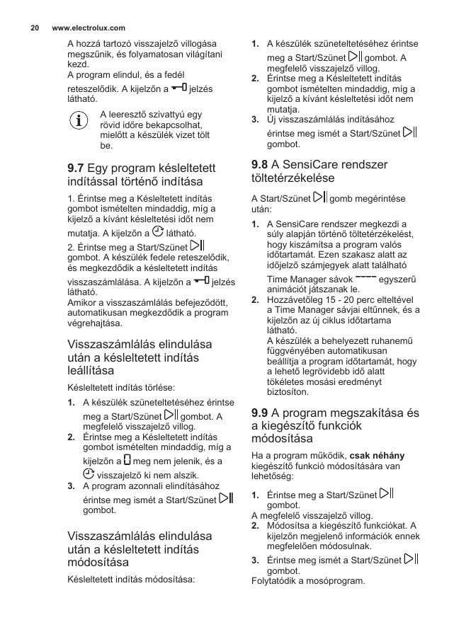 A(z) Electrolux EW6T3262H eredeti dokumentumának 20. oldala