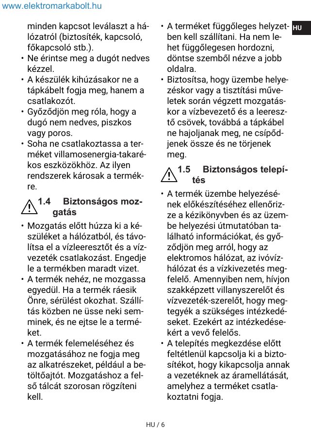 A(z) Indesit IM 762 MY TIME EE eredeti dokumentumának 6. oldala