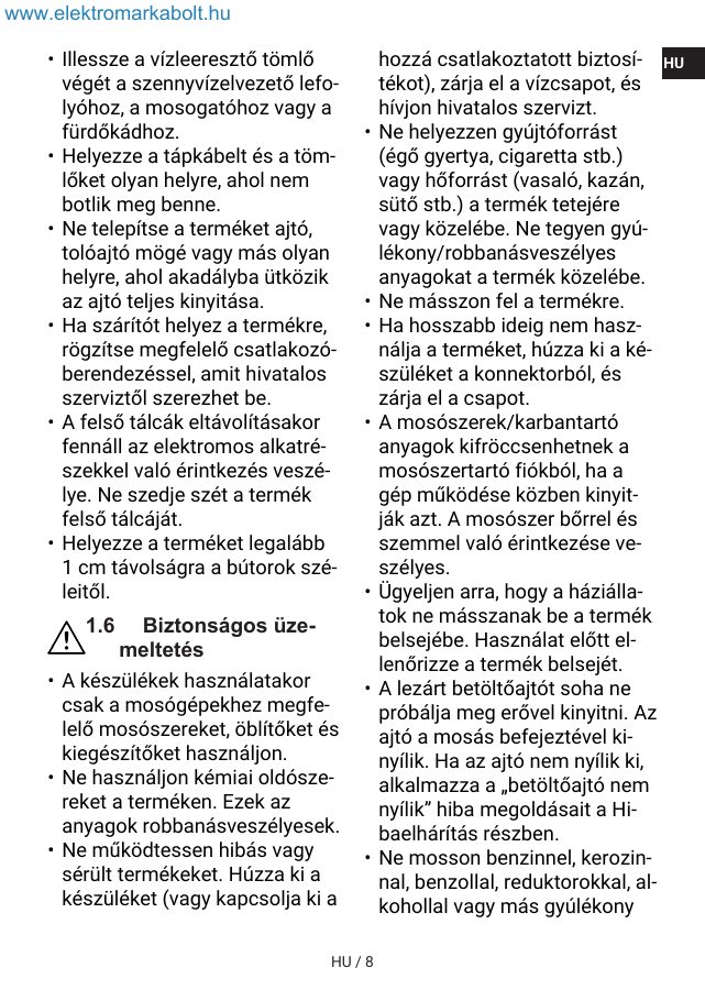 A(z) Indesit IM 762 MY TIME EE eredeti dokumentumának 8. oldala