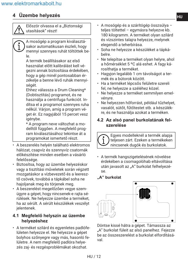A(z) Indesit IM 762 MY TIME EE eredeti dokumentumának 12. oldala