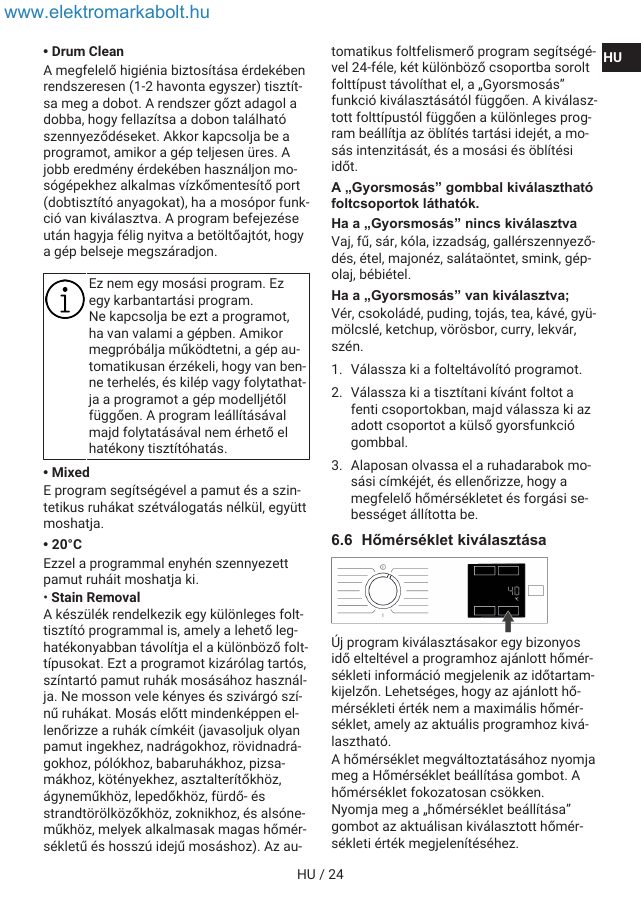A(z) Indesit IM 762 MY TIME EE eredeti dokumentumának 24. oldala