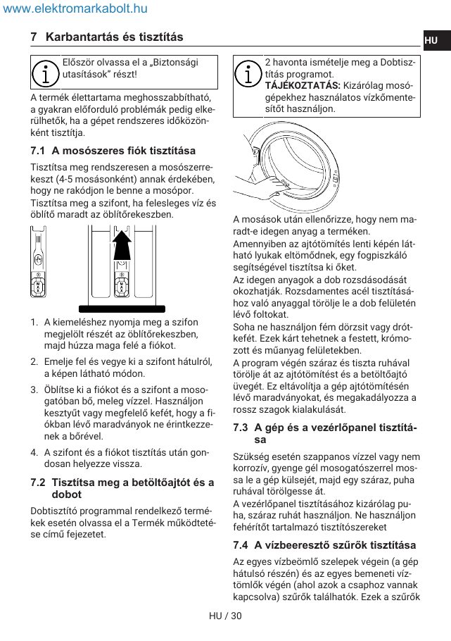 A(z) Indesit IM 762 MY TIME EE eredeti dokumentumának 30. oldala