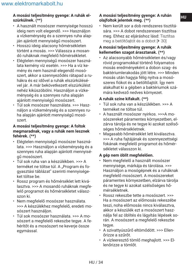 A(z) Indesit IM 762 MY TIME EE eredeti dokumentumának 34. oldala